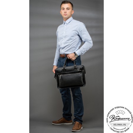 Кожаная деловая сумка "Вильямс" (чёрная) 